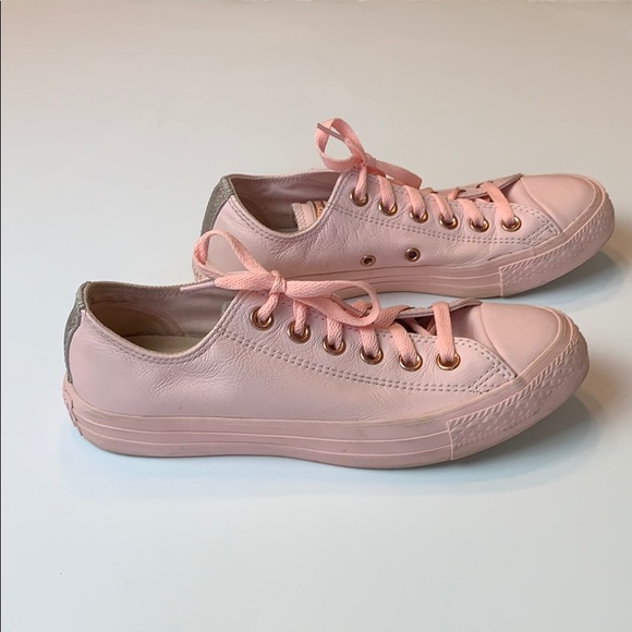 converse pink leather rose gold